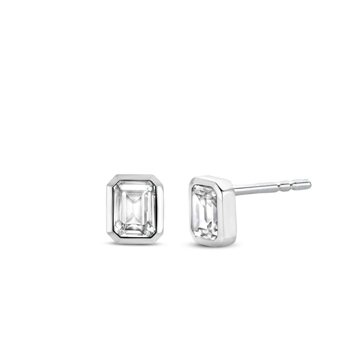 TI SENTO 7893ZI rechthoekige oorknopjes zilver met zirkonia