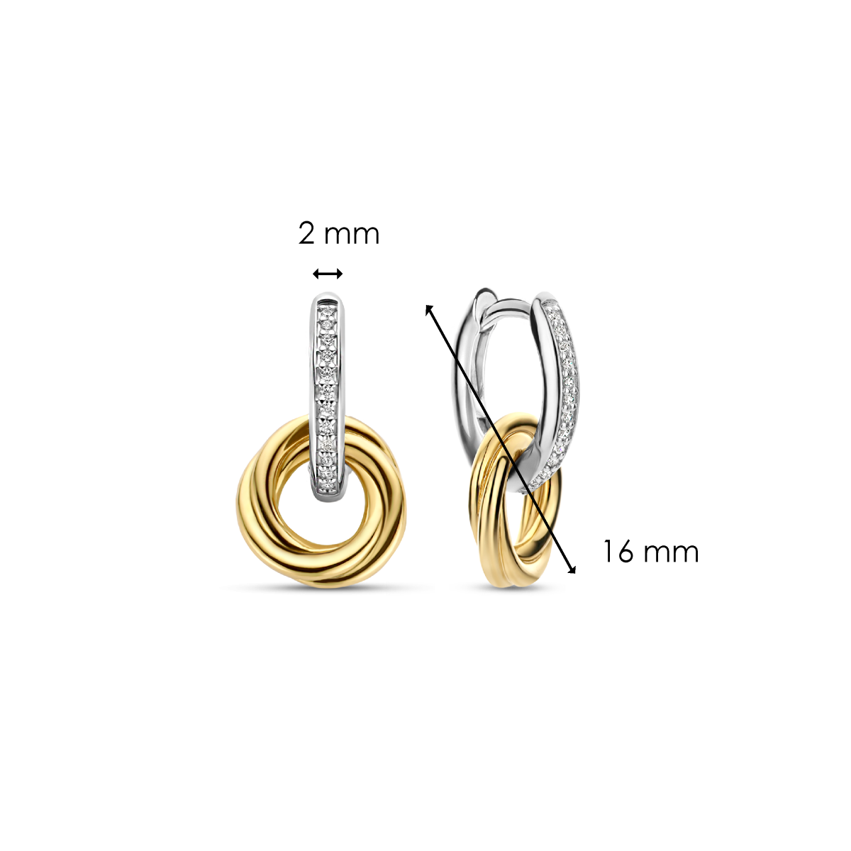 TI SENTO oorbellen 7857ZY bicolor oorringen met zirkonia