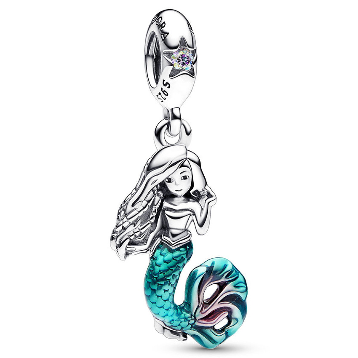 Pandora Disney 792695C01 De Kleine Zeemeermin/The Little Mermaid hangende bedel met Ariel, turquoise emaille en zirkonia