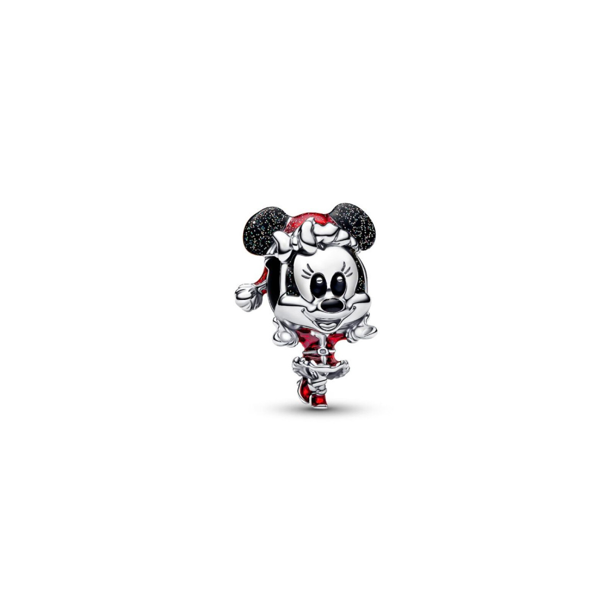 Pandora Disney 794218C01 charm met Minnie Mouse en kerstmuts in zilver en emaille