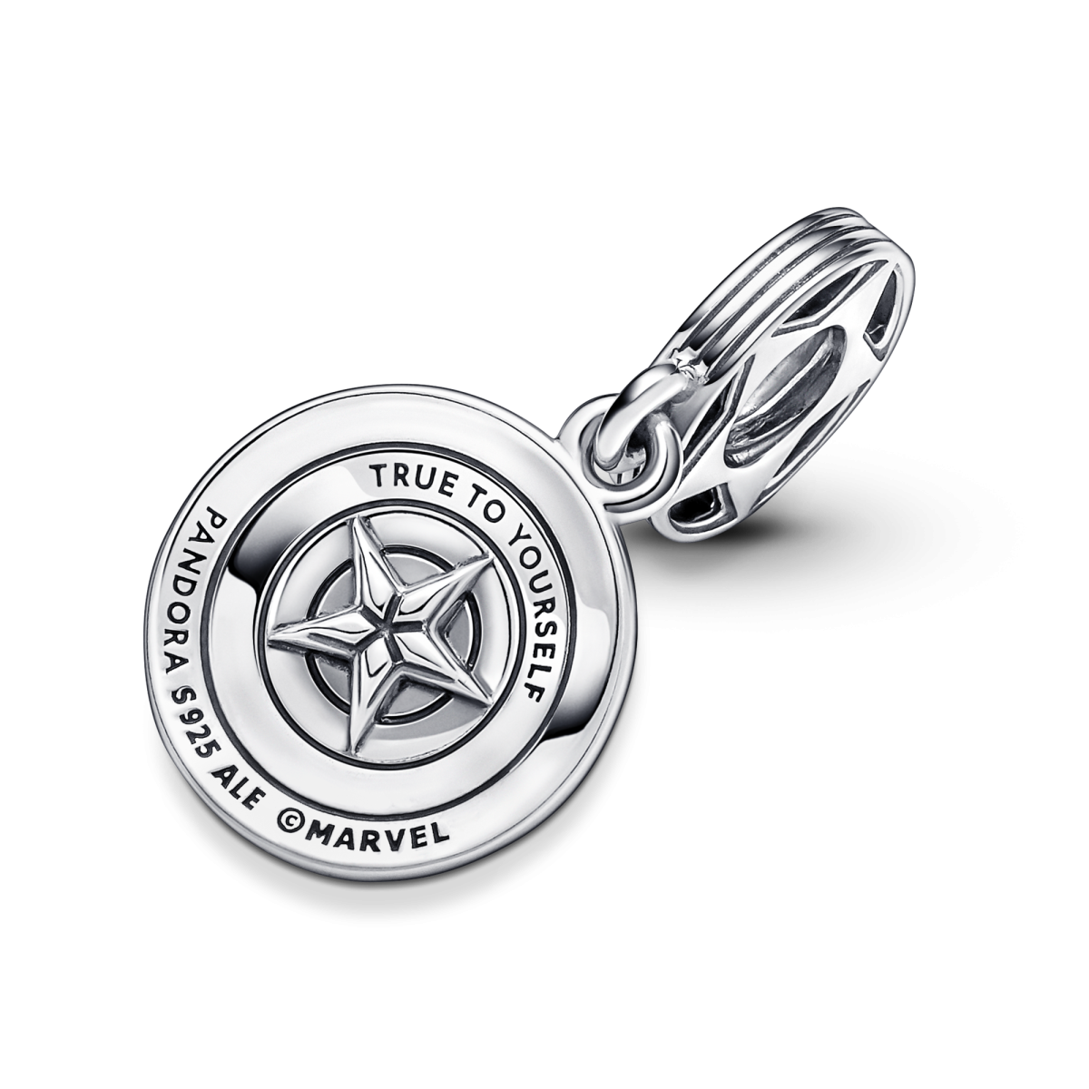 Pandora Marvel 790780C01 The Avengers hangende charm met het schild van Captain America en emaille