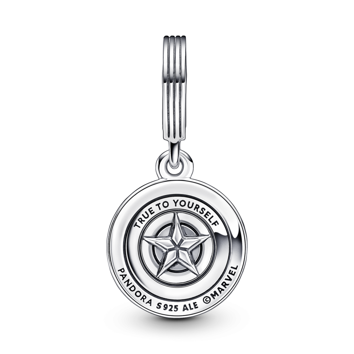 Pandora Marvel 790780C01 The Avengers hangende charm met het schild van Captain America en emaille