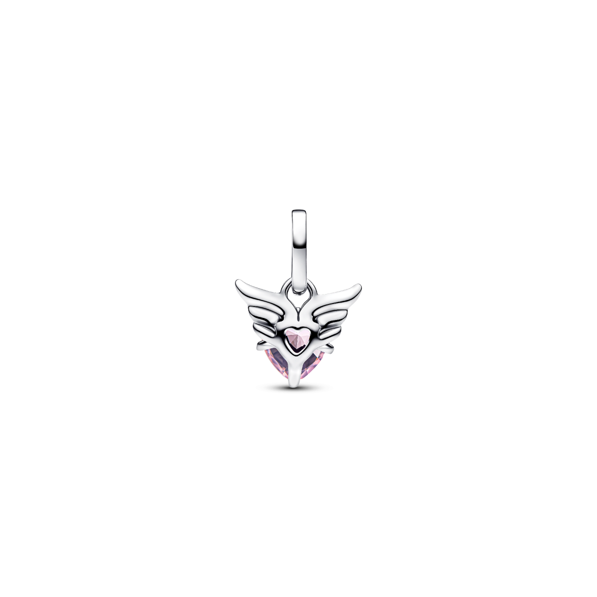 Pandora ME 793626C02 zilveren mini hangende bedel met roze hartje en vleugels
