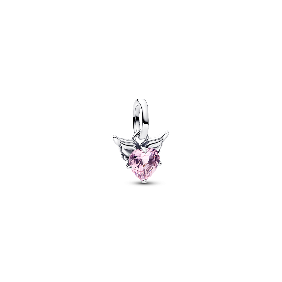 Pandora ME 793626C02 zilveren mini hangende bedel met roze hartje en vleugels