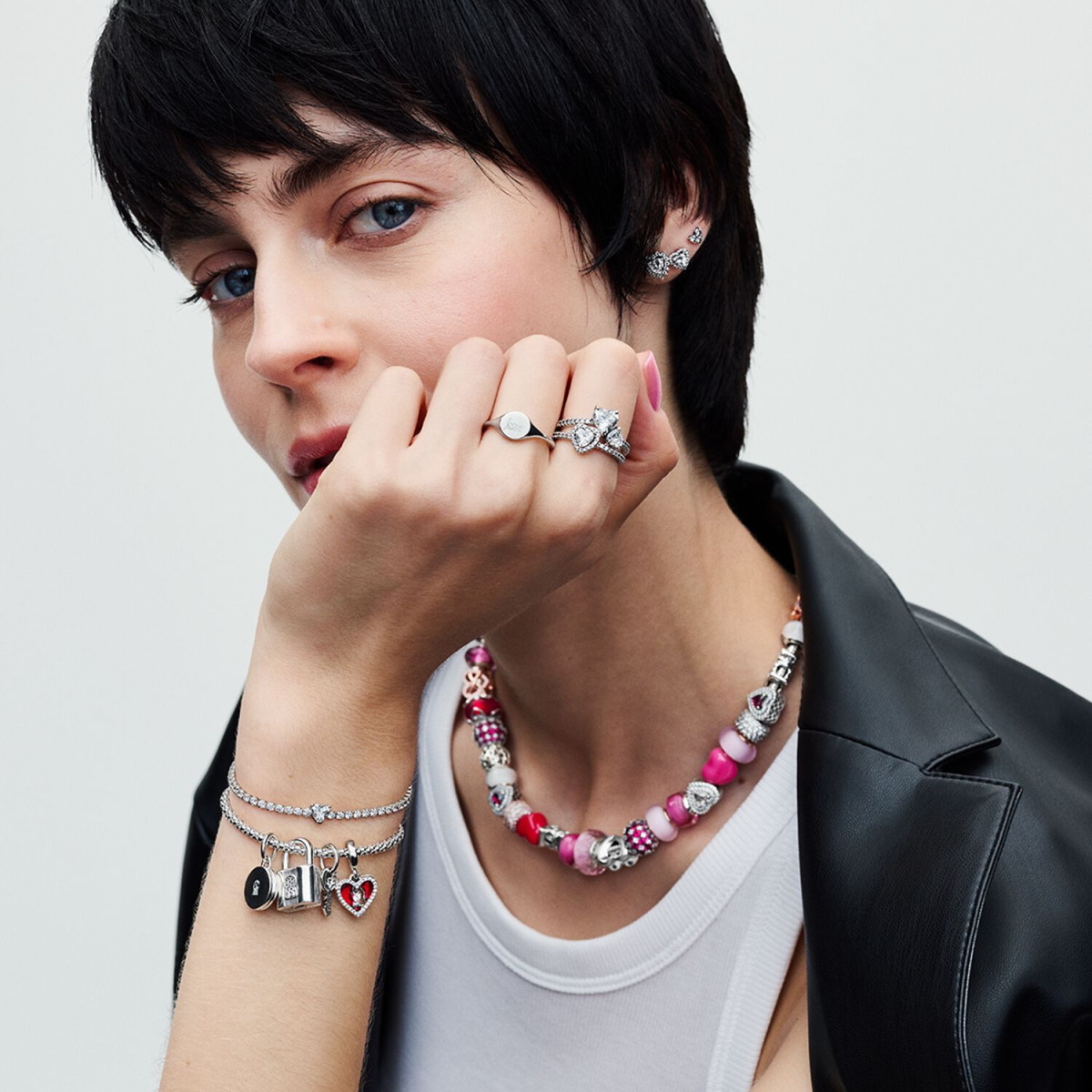 Pandora Moments 790088C01 hangend zilveren bedeltje met sleutel, slotje en transparante zirkonia