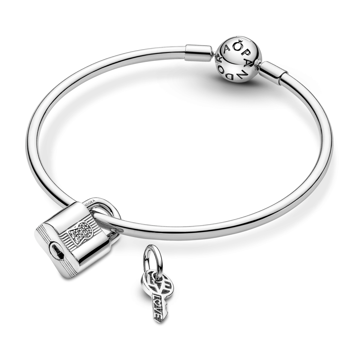 Pandora Moments 790088C01 hangend zilveren bedeltje met sleutel, slotje en transparante zirkonia