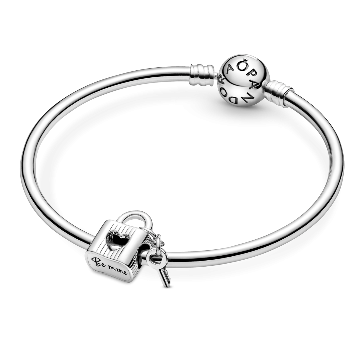 Pandora Moments 790095C01 zilveren bedel met sleutel, slotje en zwarte emaille