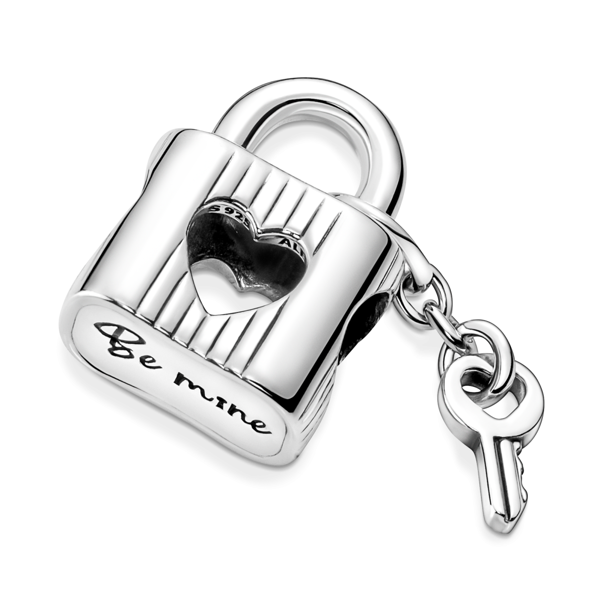 Pandora Moments 790095C01 zilveren bedel met sleutel, slotje en zwarte emaille