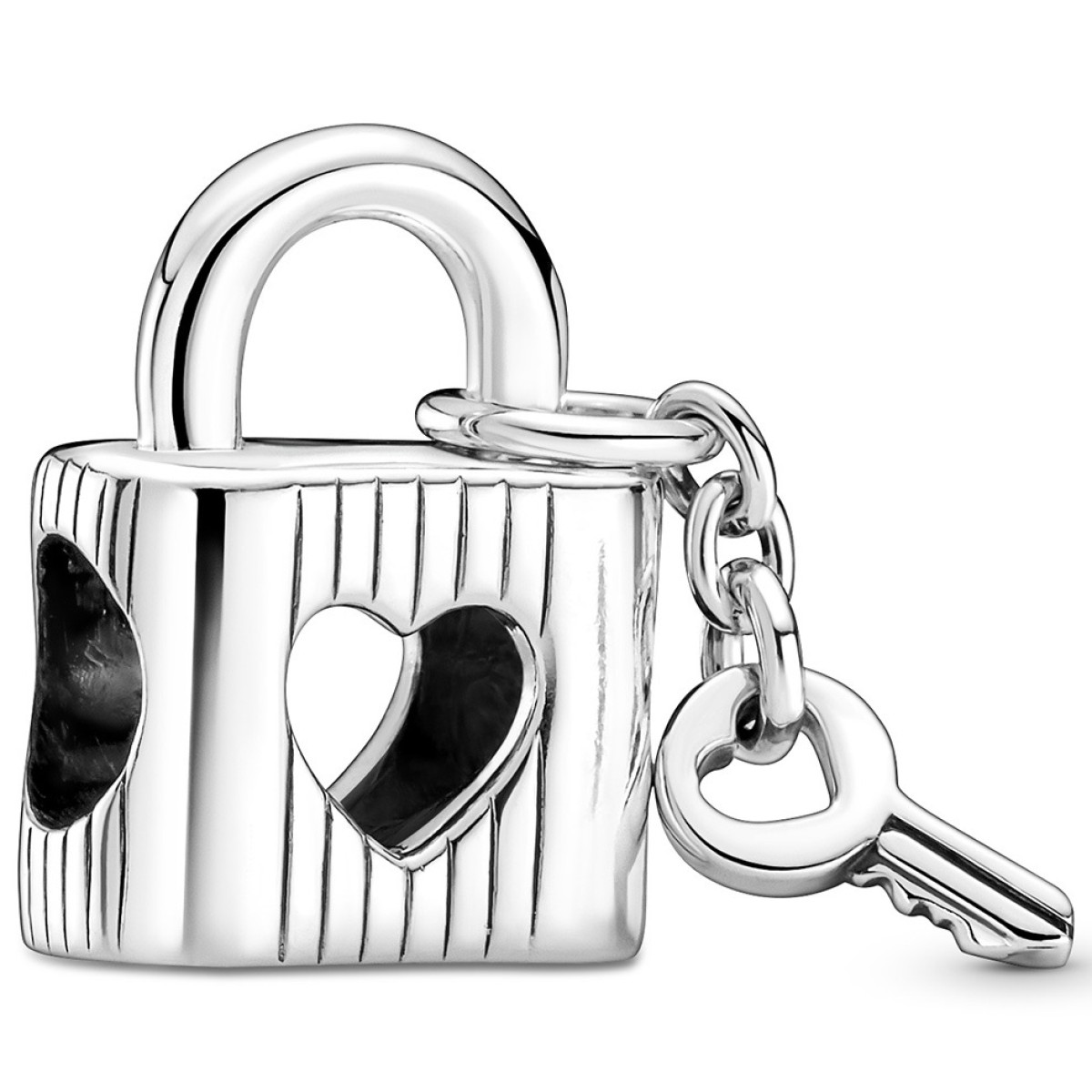 Pandora Moments 790095C01 zilveren bedel met sleutel, slotje en zwarte emaille