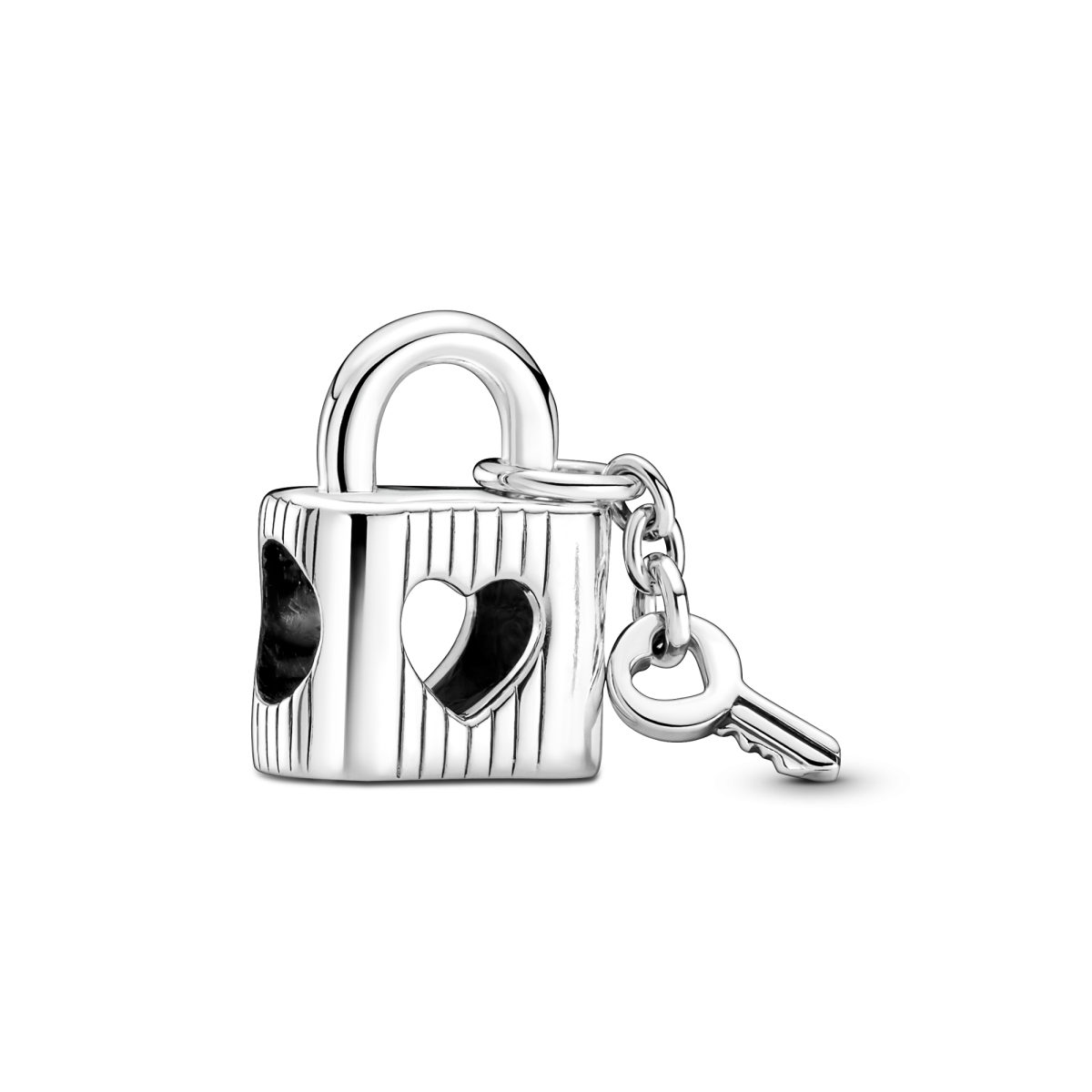 Pandora Moments 790095C01 zilveren bedel met sleutel, slotje en zwarte emaille