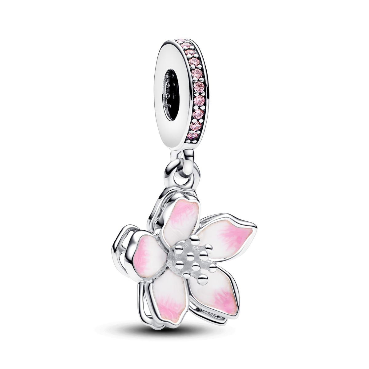 Pandora Moments 790667C01 hangende bedel met bloem kersenbloesem, roze emaille en zirkonia