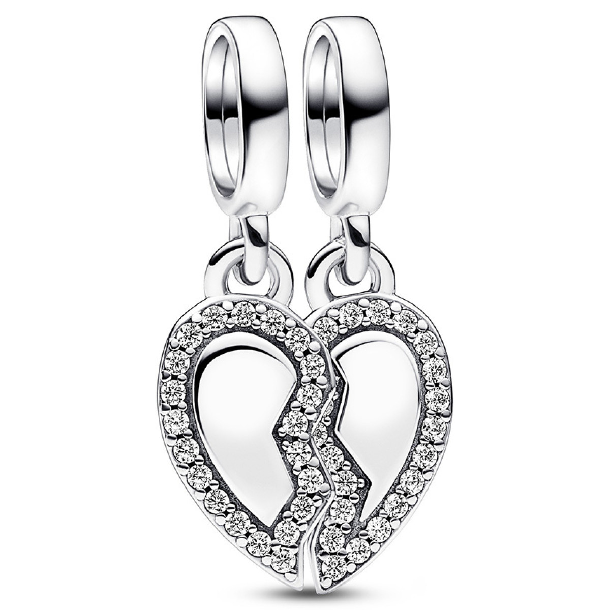 Pandora Moments 792743C01 hangende armband zilveren bedel met hartje en transparante zirkonia