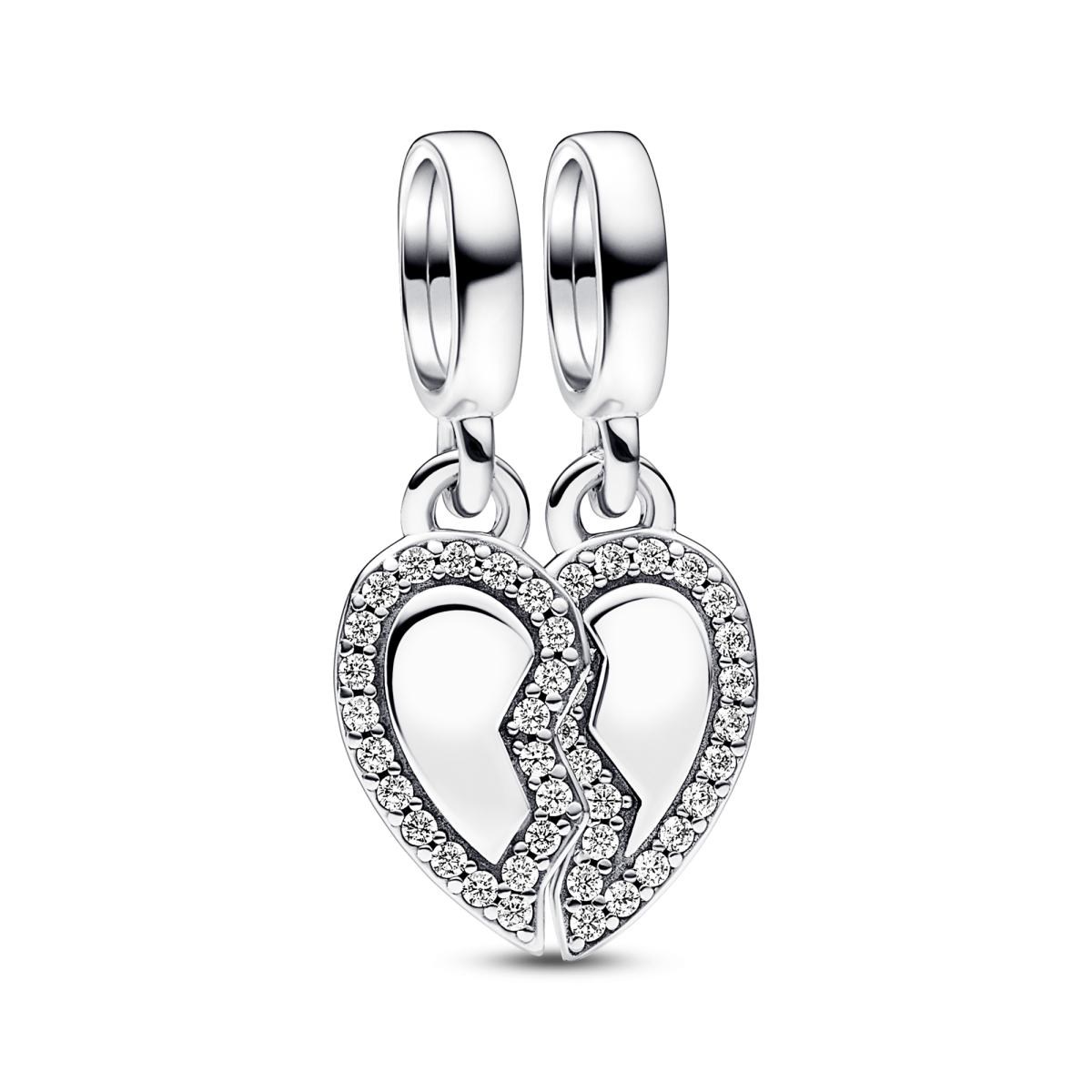 Pandora Moments 792743C01 hangende armband zilveren bedel met hartje en transparante zirkonia