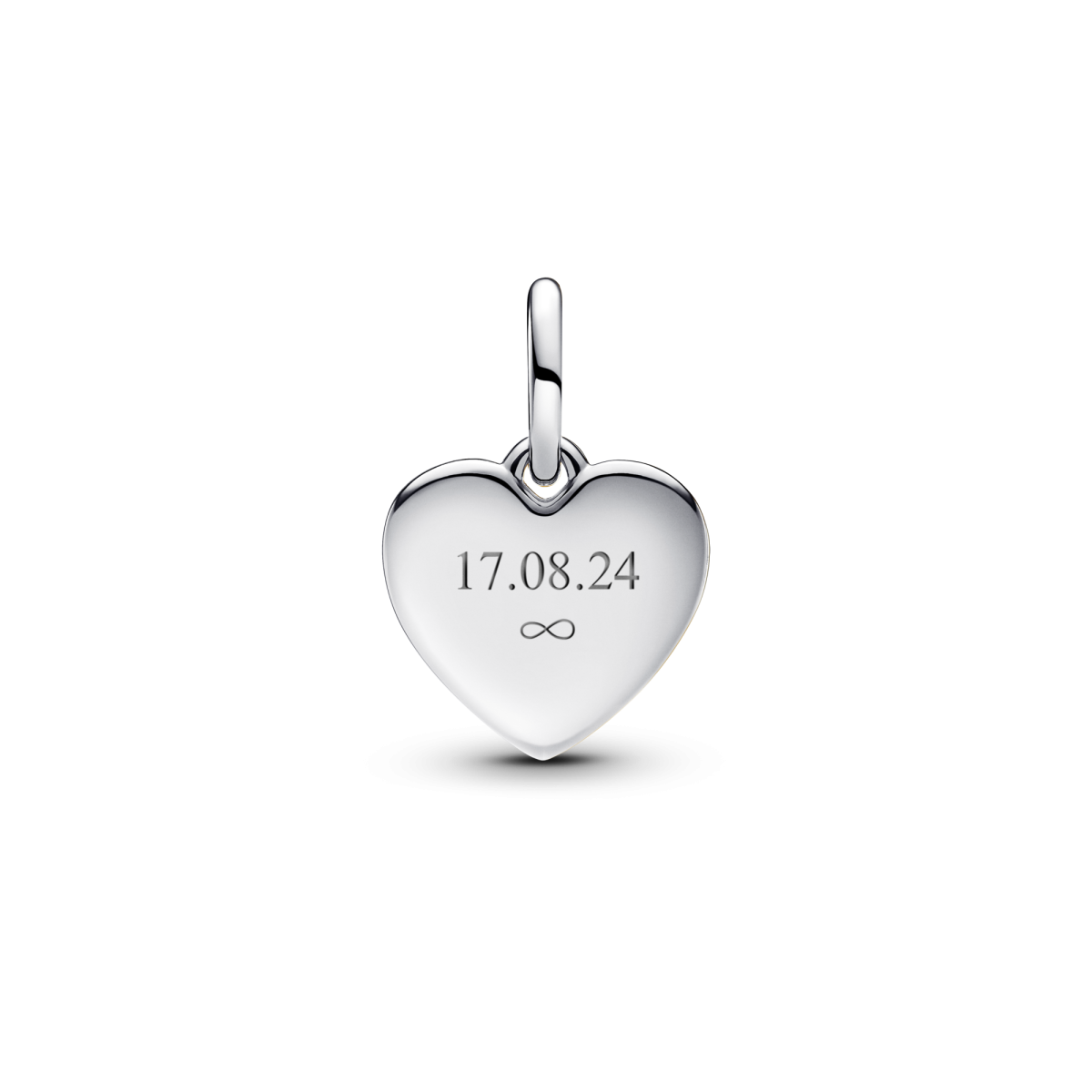 Pandora Moments 793604C01 hartjes hangende bedel van zilver met tekst - graveerbaar