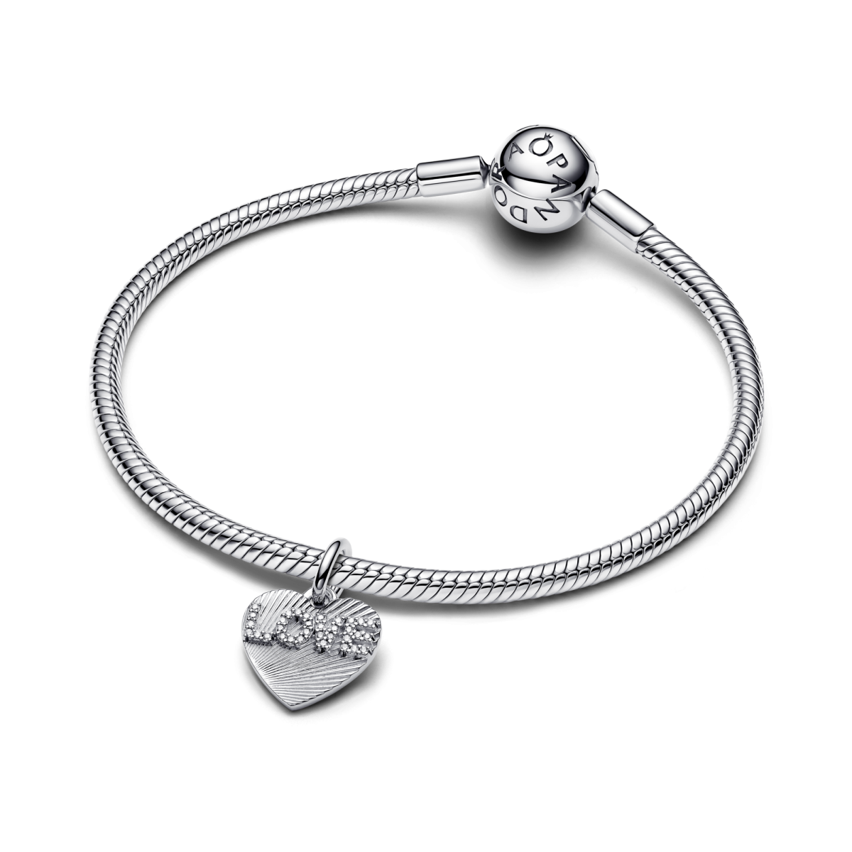 Pandora Moments 793604C01 hartjes hangende bedel van zilver met tekst - graveerbaar