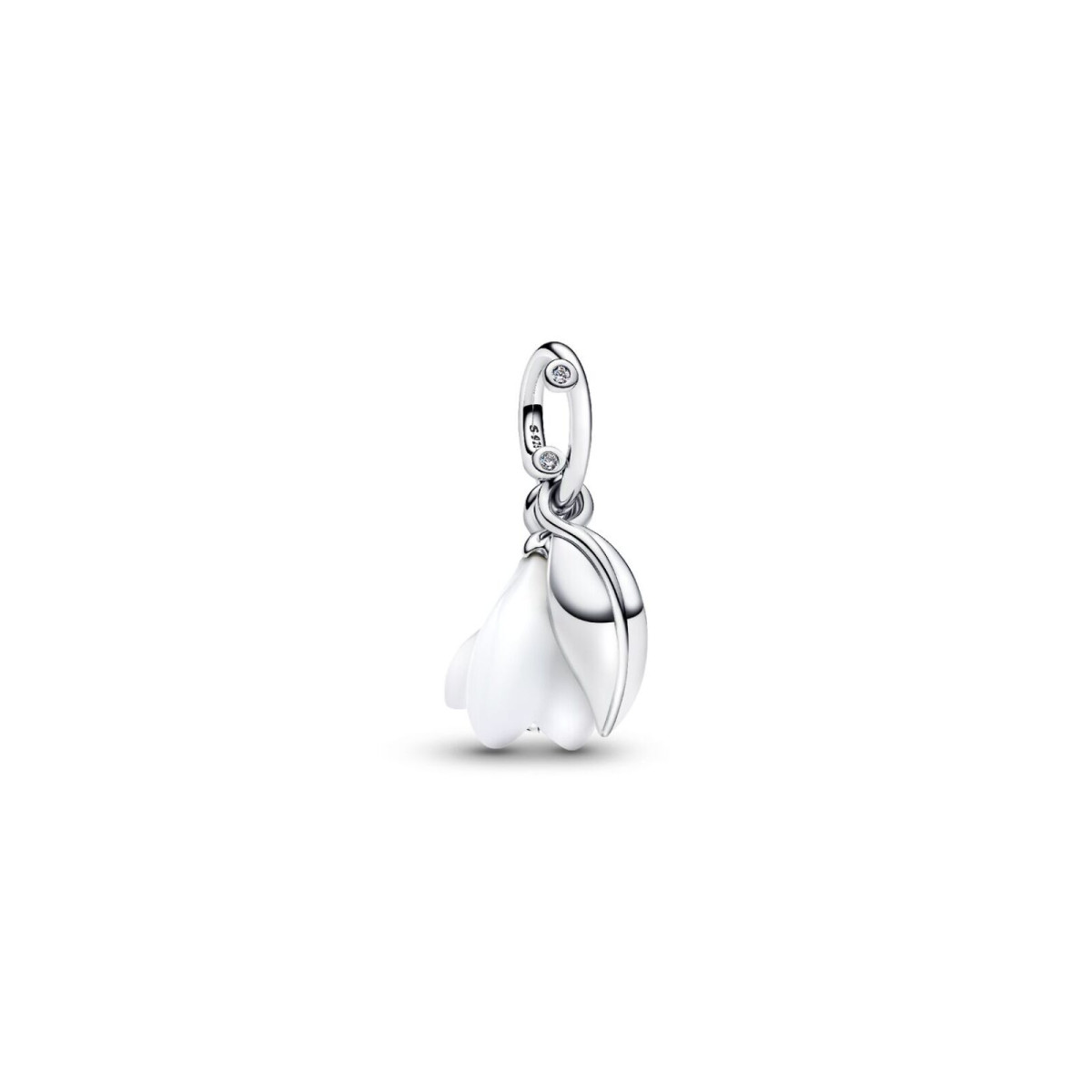 Pandora Moments 794239C01 hangende bedel met sneeuwklokje van zilver en muranoglas