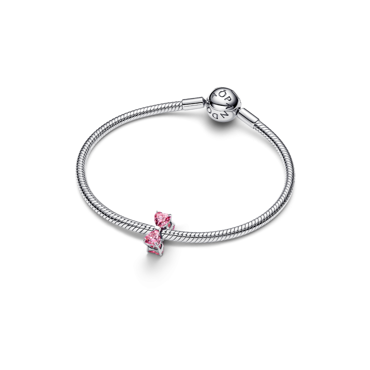 Pandora Moments 794253C01 bedel met roze strik van zilver