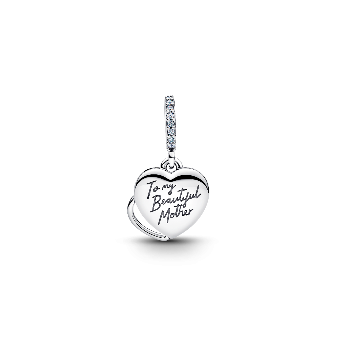 Pandora Moments 794456C01 hangende bedel zilver met zirkonia en roze man made opaal hartje