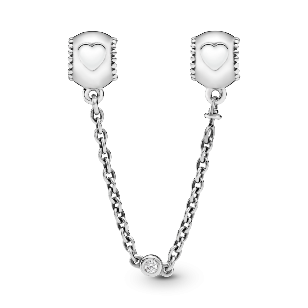 Pandora Moments 796457CZ-05 veiligheidsketting met hartje en transparante zirkonia