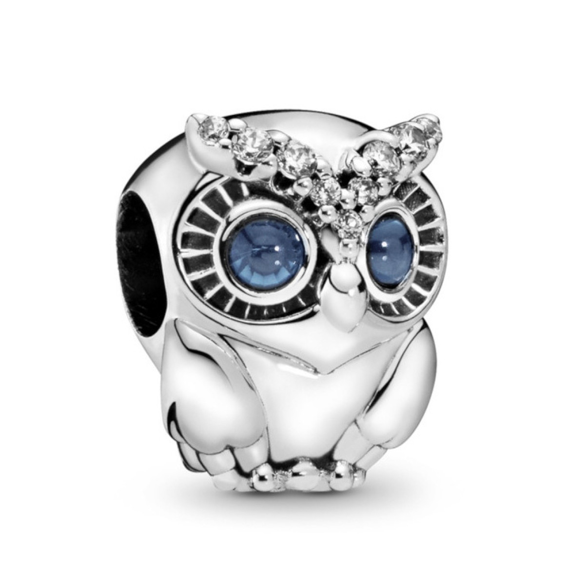 Pandora Moments 798397NBCB zilveren charm met uil, zirkonia en kristal