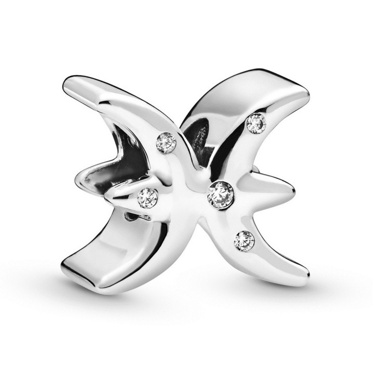 Pandora Moments 798426C01 sterrenbeeld zilveren bedel vissen en transparante zirkonia