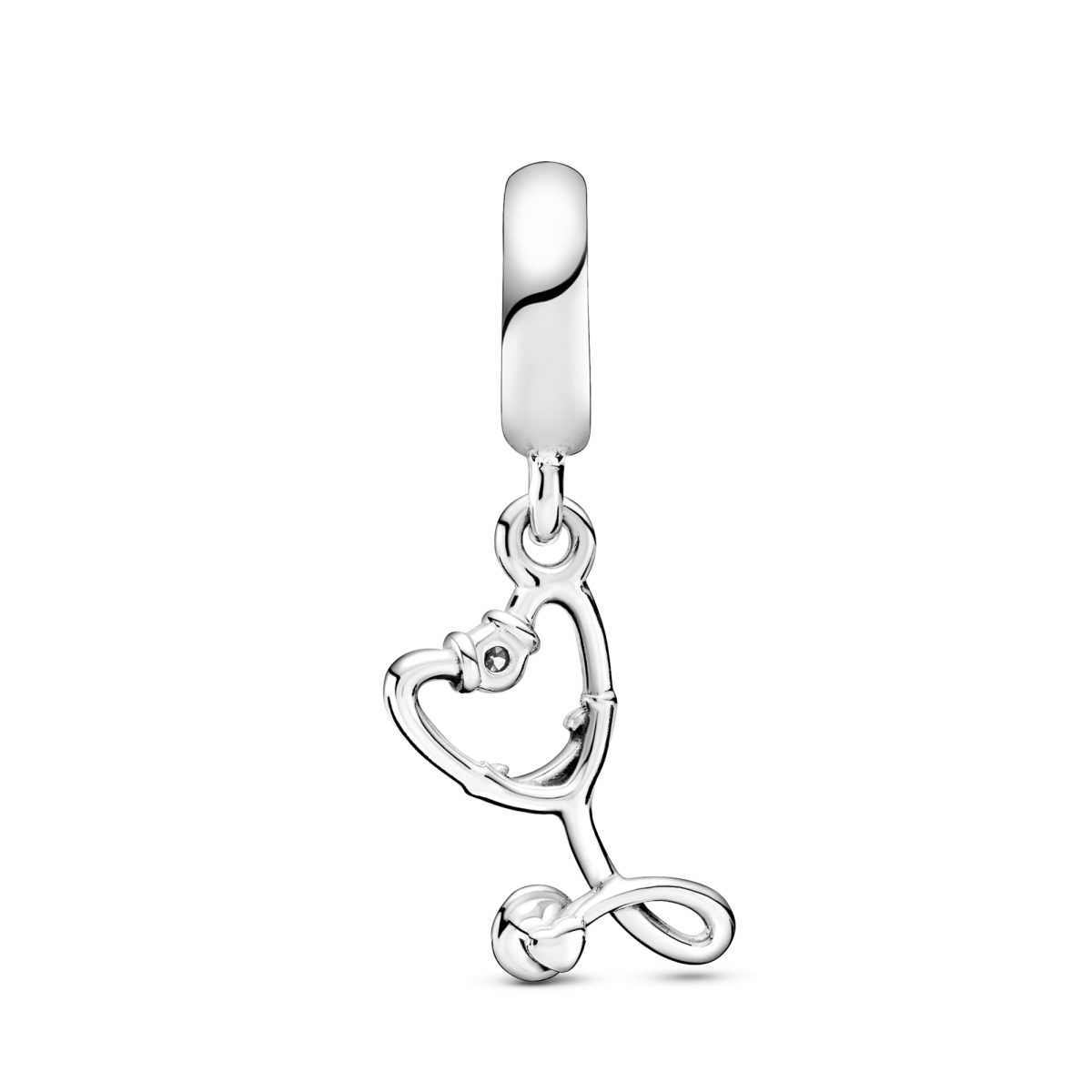 Pandora Moments 799072C01 hangende bedel met stethoscoop, hartje en transparante zirkonia