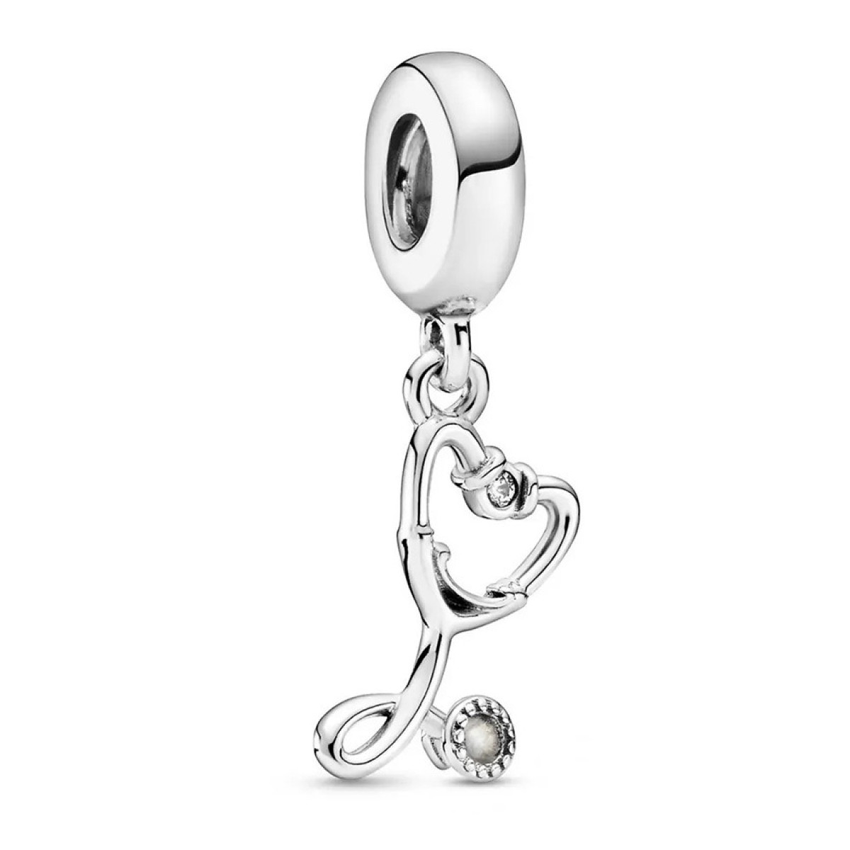 Pandora Moments 799072C01 hangende bedel met stethoscoop, hartje en transparante zirkonia