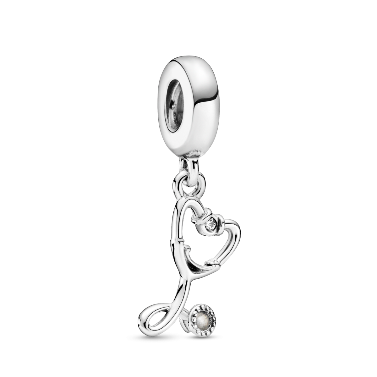 Pandora Moments 799072C01 hangende bedel met stethoscoop, hartje en transparante zirkonia