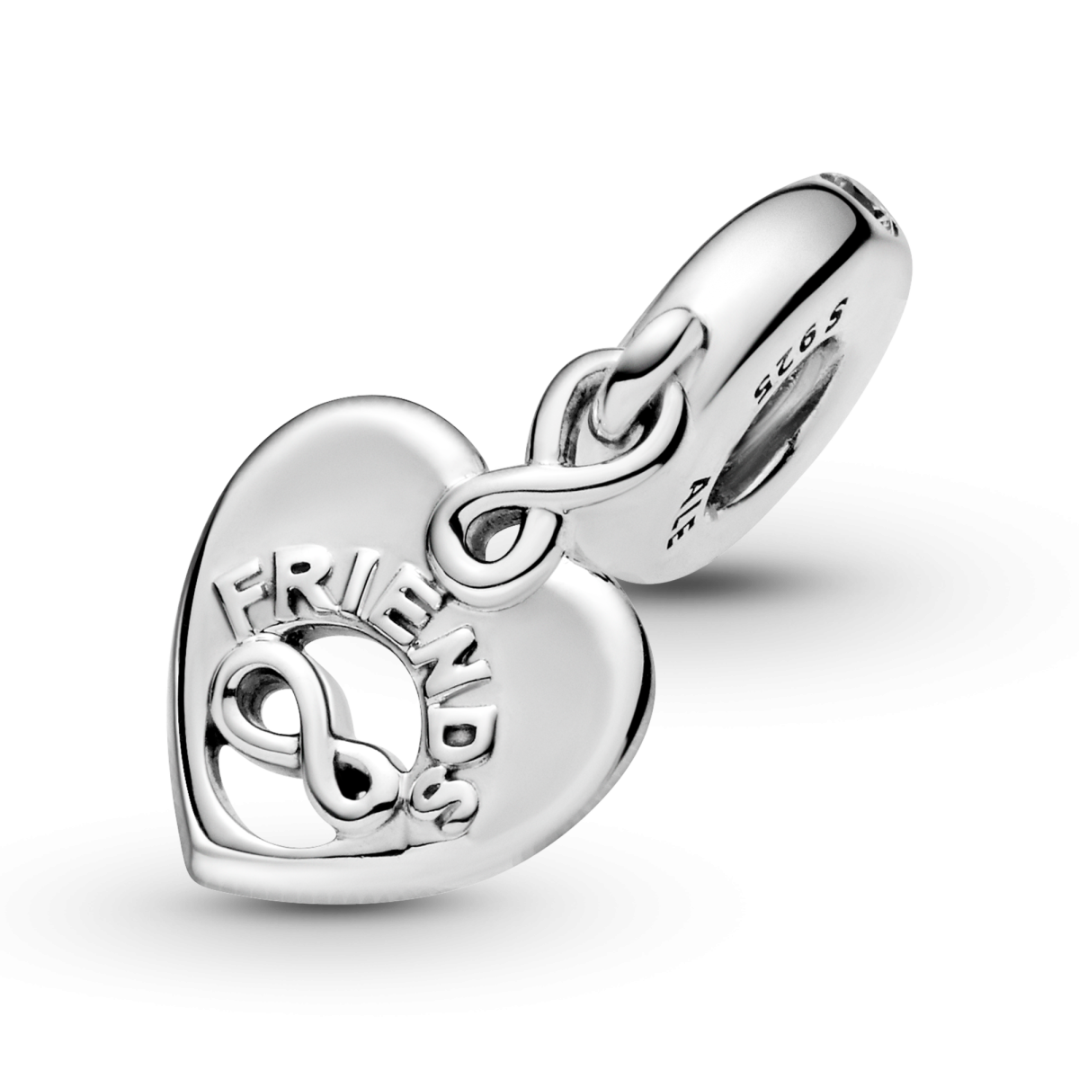Pandora Moments 799294C01 hangende armband bedel met hartje infinity teken, tekst met Friends en transparante zirkonia