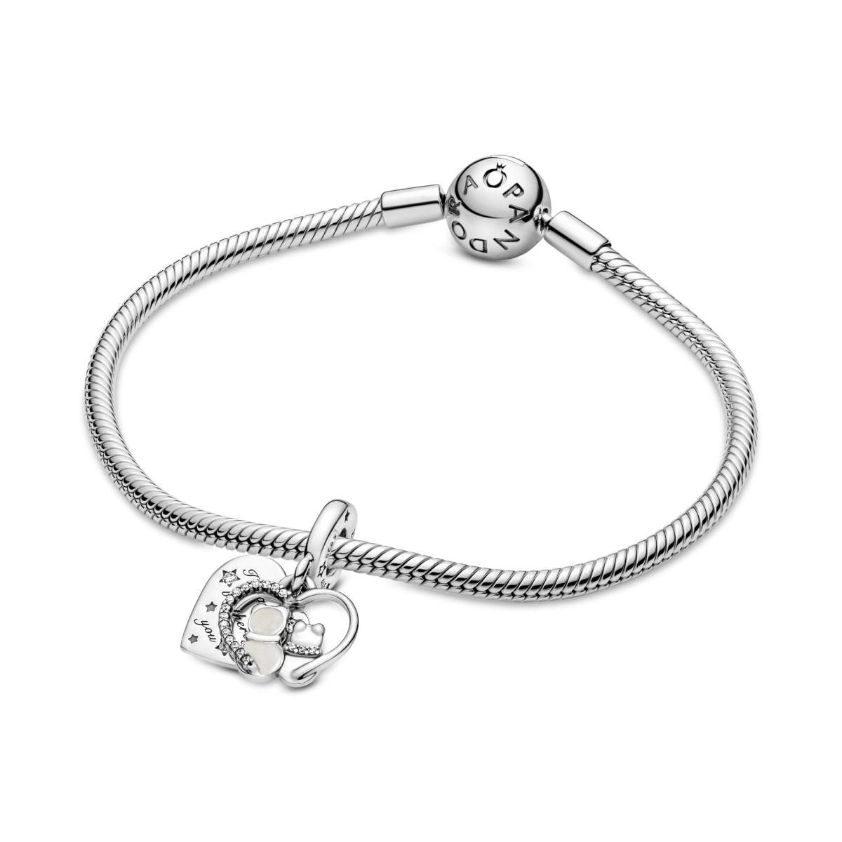 Pandora Moments 799546C01 hangende bedel met hartje, kat, emaille en zirkonia