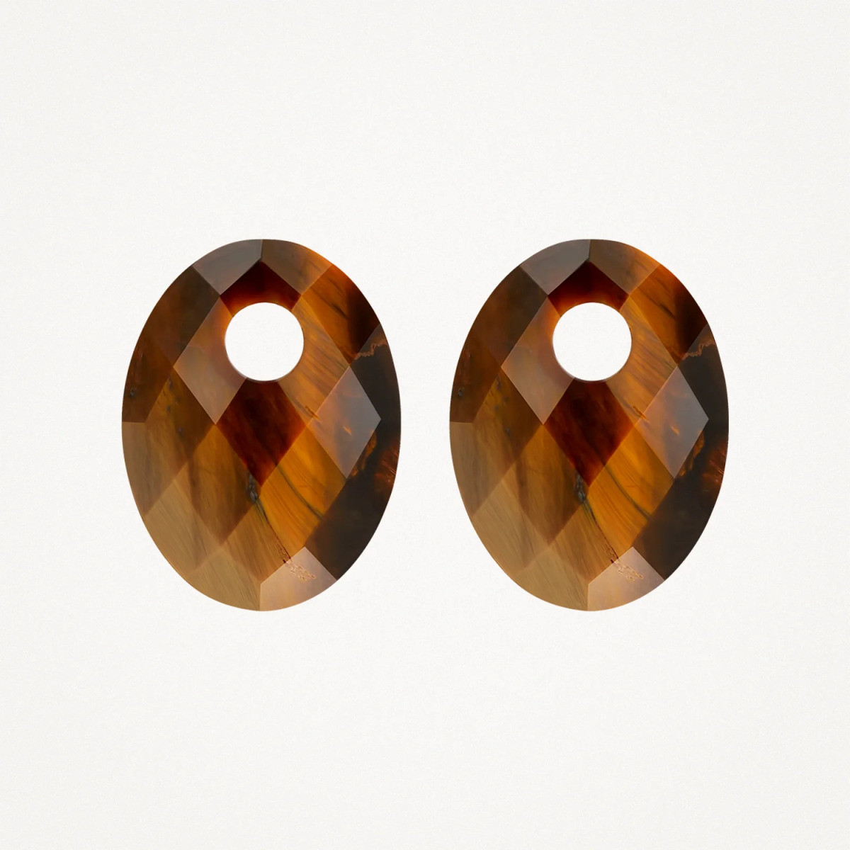 Blush 810TIGO bruine oorbedels met ovale tijgeroog steen 12 mm breed - Hoogte 20 mm