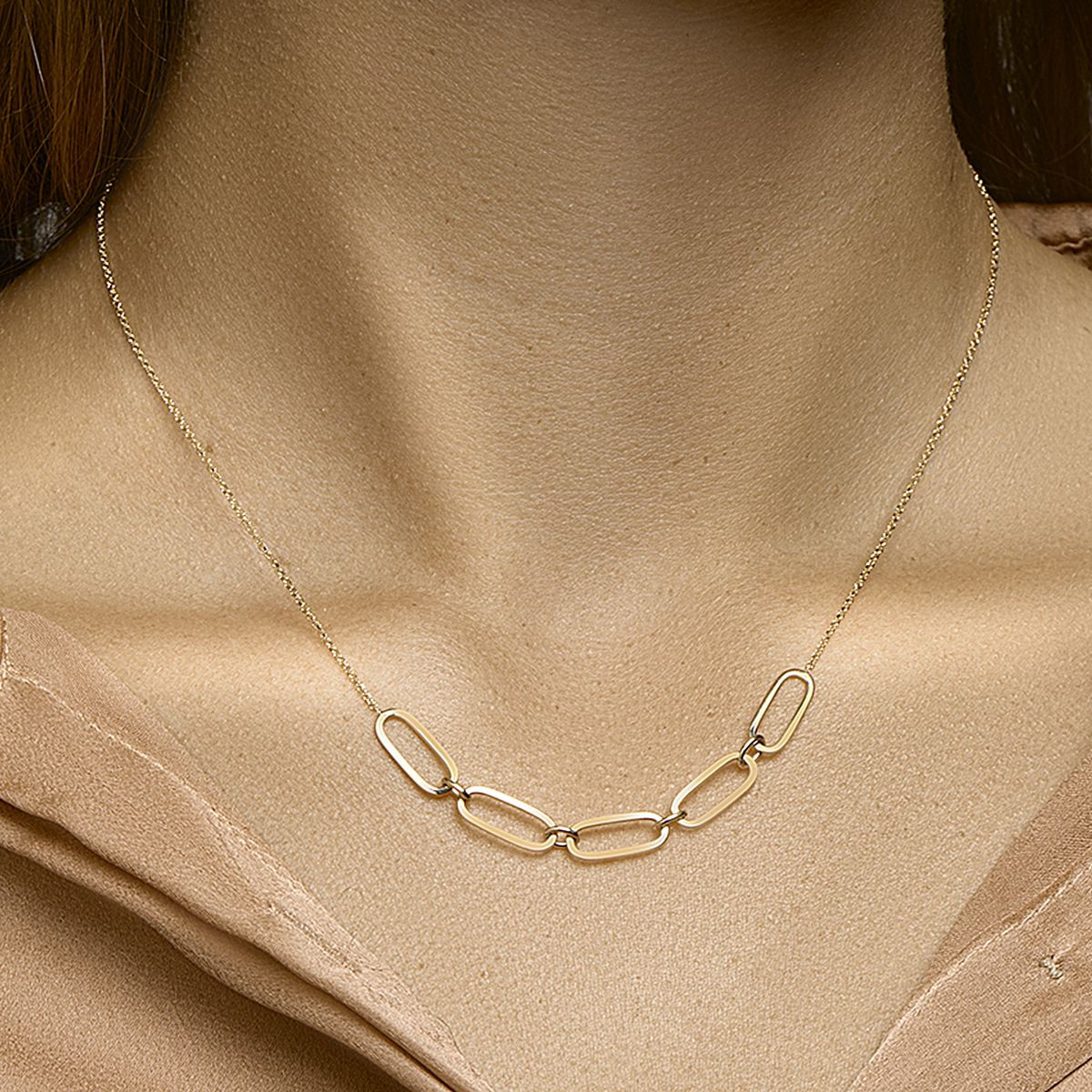 Gouden paperclip ketting 6.0 mm 42-44 cm