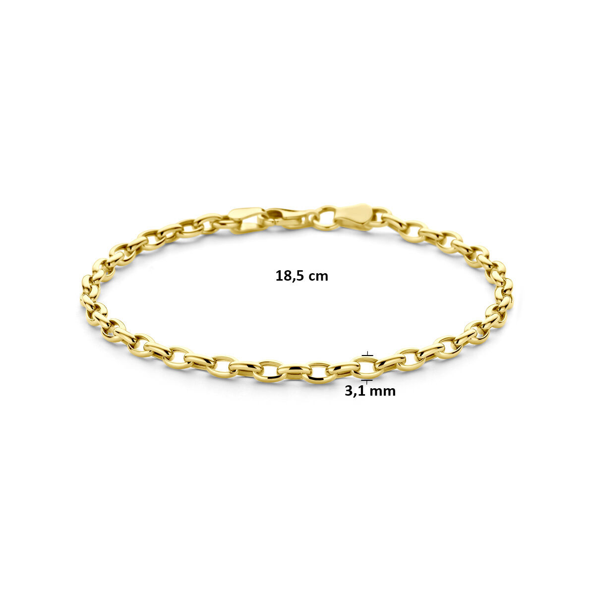 Gouden schakelarmband anker 18.5 cm