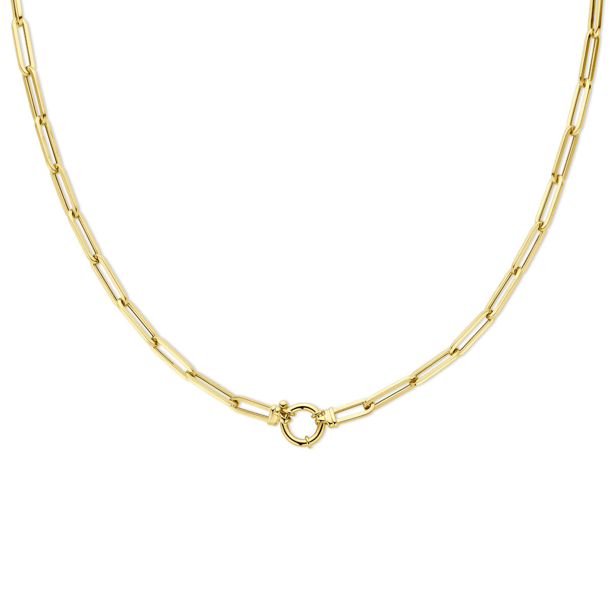 14-karaat gouden paperclip ketting 4.5 mm vierkante buis - Lengte 45 cm 