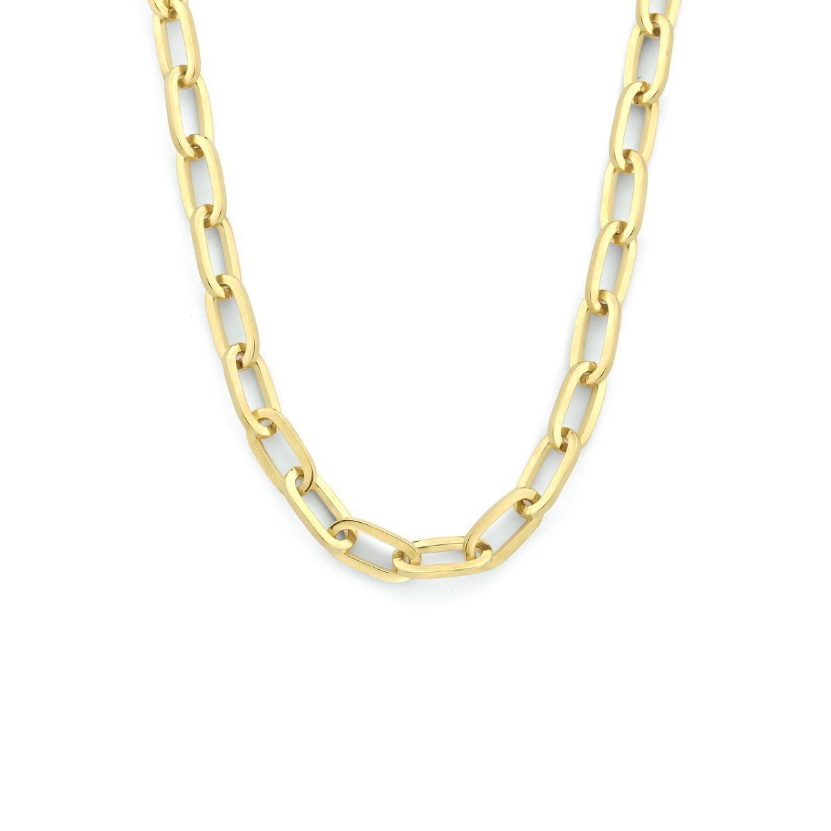 Gouden paperclip ketting 5 mm massief met zilveren kern