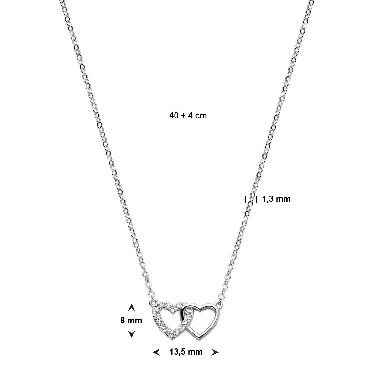 Ketting hartje open met zirkonia's