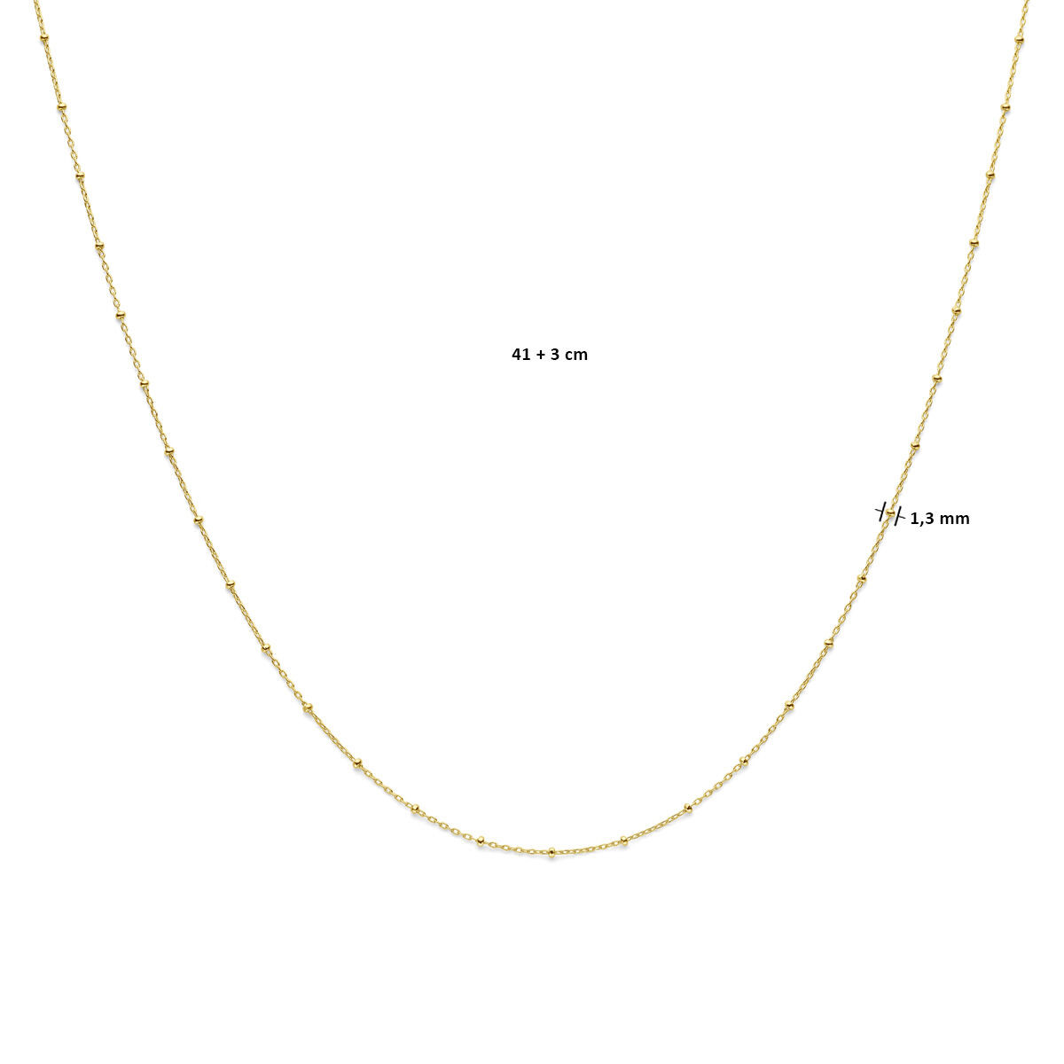 14-karaat gouden ketting met gouden glanzende bolletjes 1.3 mm