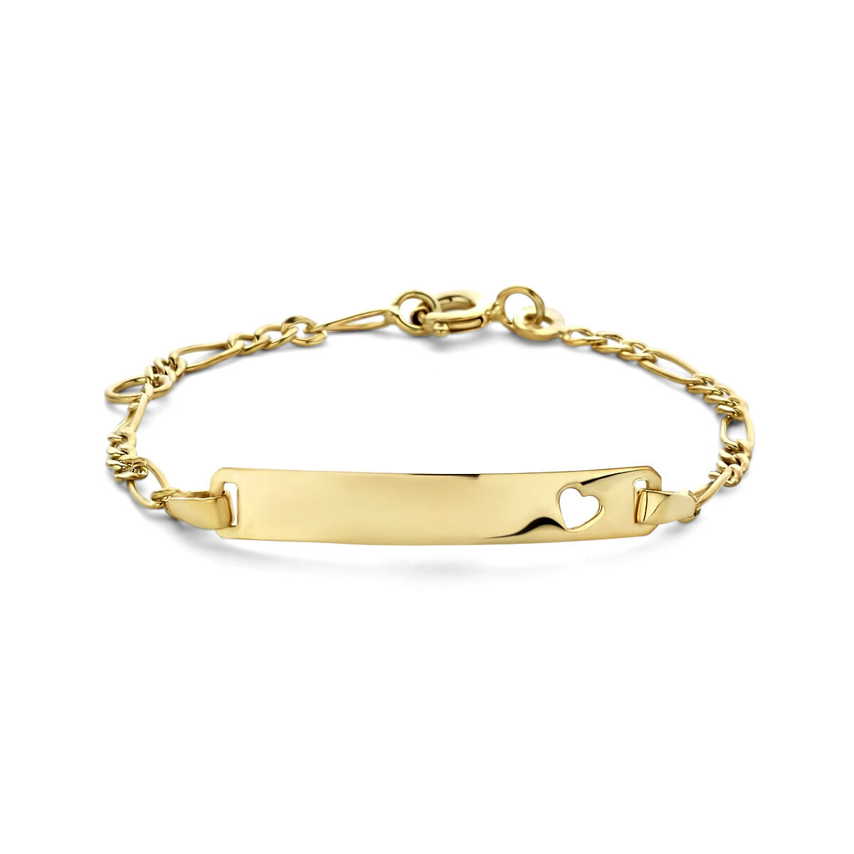 9-Karaat plaat graveerarmband met hartje