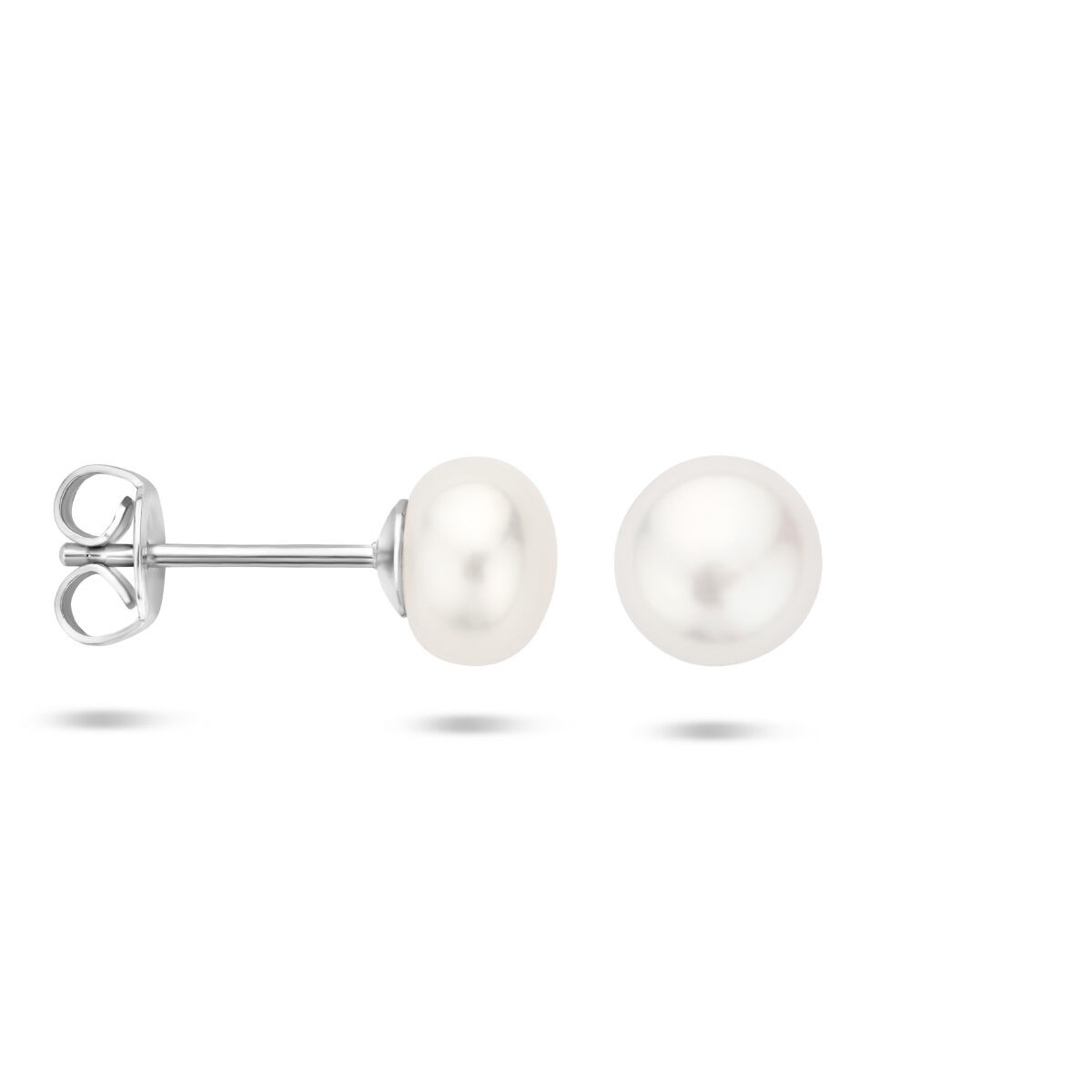 Zilveren parel oorknoppen 7.5 mm
