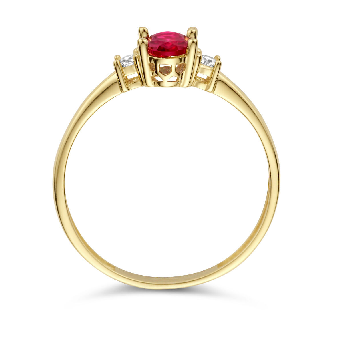 14-Karaat ring met rode zirkonia