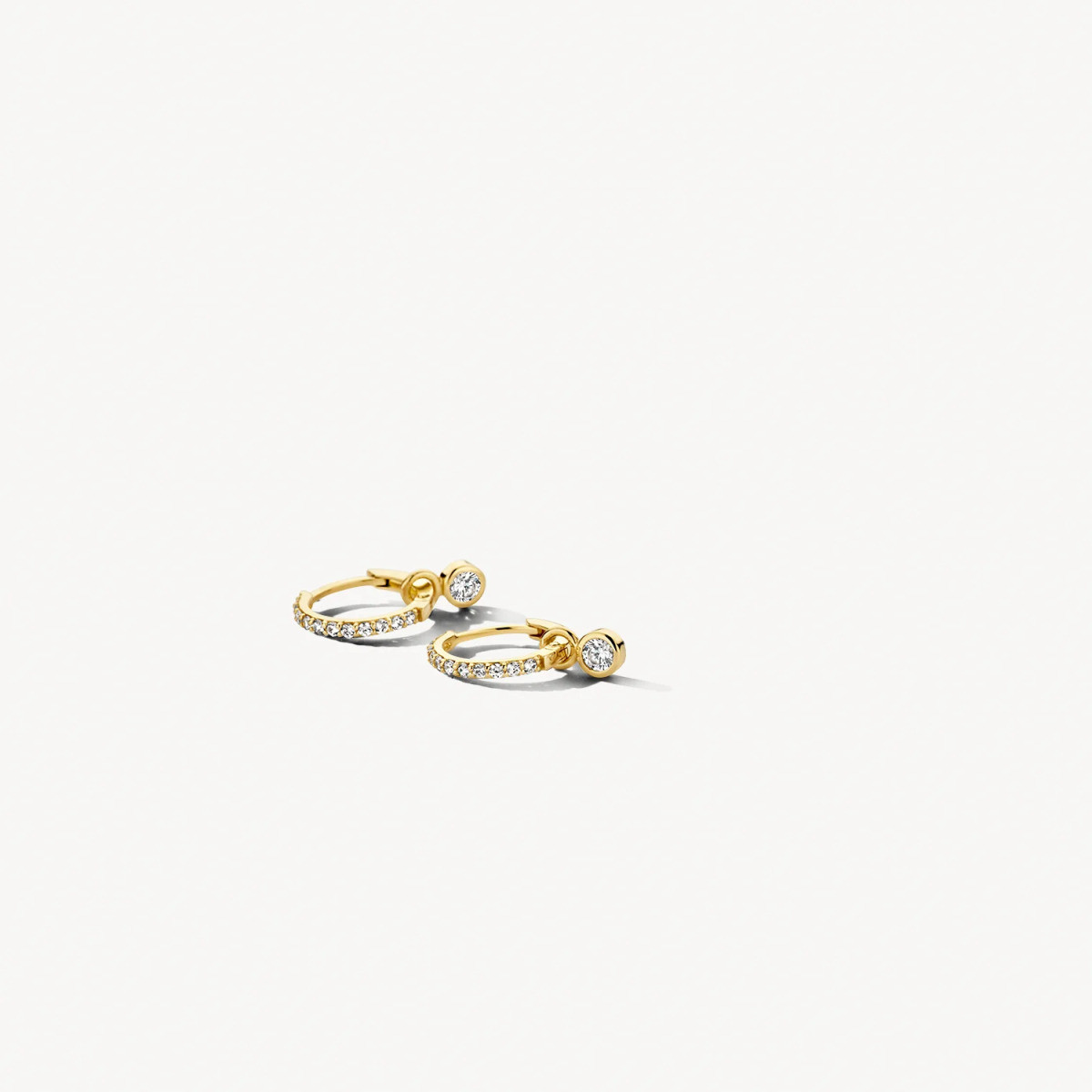 Blush 9058YZI 14-karaat gouden oorbedels met ronde zirkonia 3.6 mm breed - Hoogte 6.5 mm