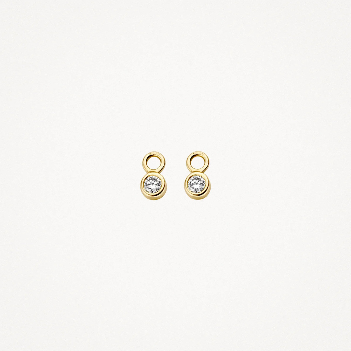 Blush 9058YZI 14-karaat gouden oorbedels met ronde zirkonia 3.6 mm breed - Hoogte 6.5 mm