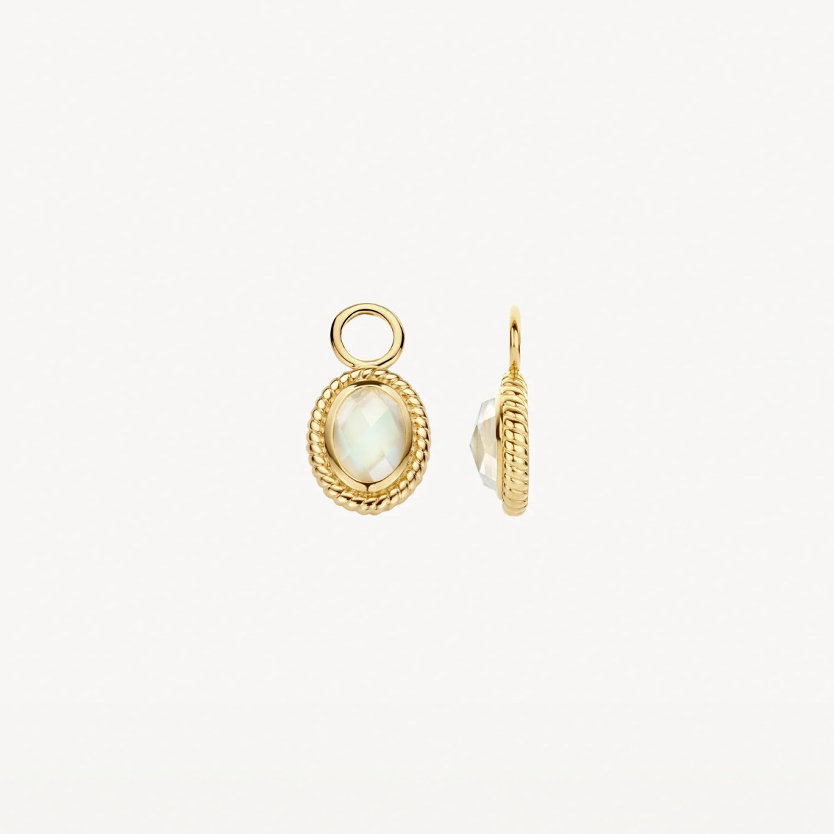 Blush 9091YMQ 14-karaat gouden oorbedels met parelmoer en bergkristal 6.3 mm breed - Hoogte 11.5 mm