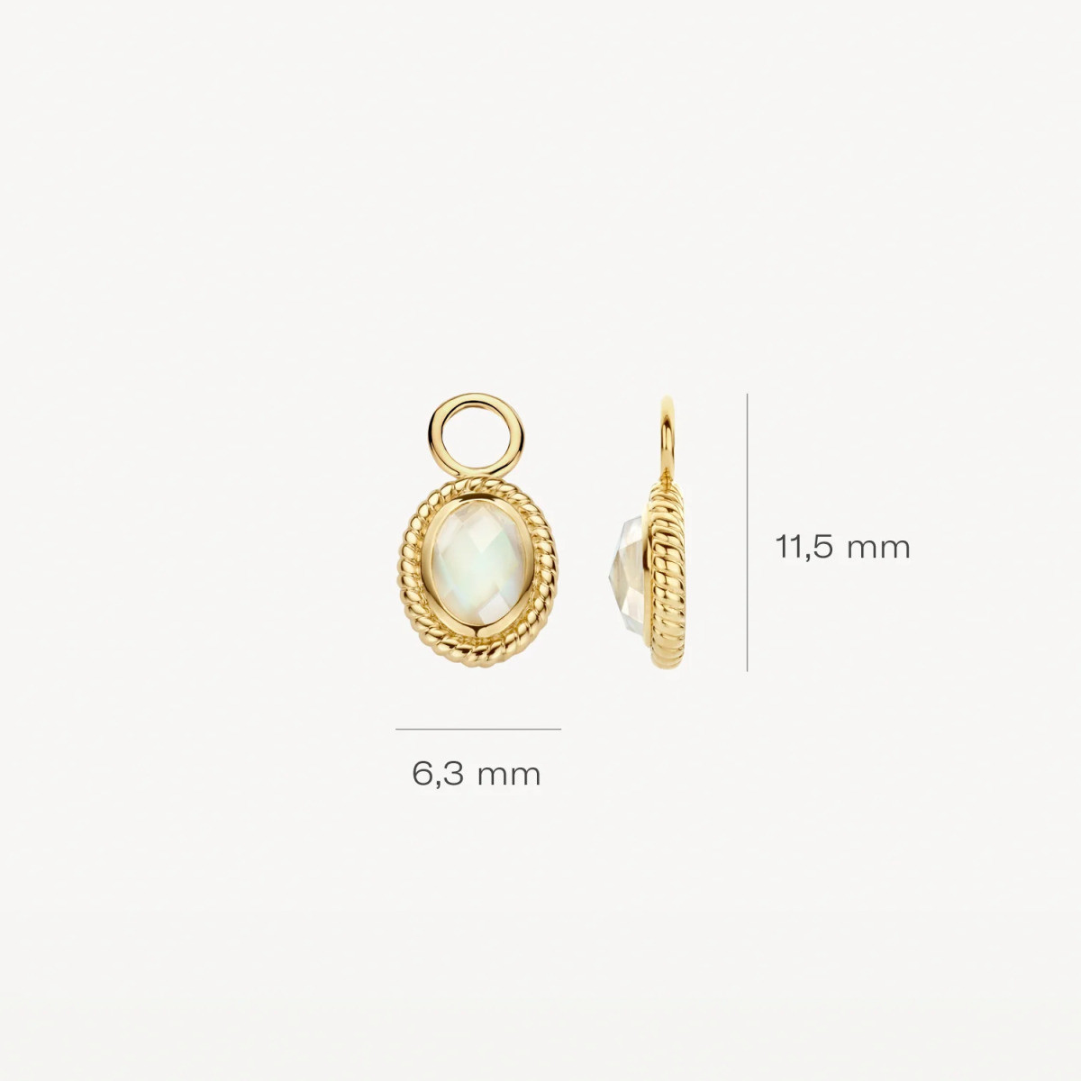 Blush 9091YMQ 14-karaat gouden oorbedels met parelmoer en bergkristal 6.3 mm breed - Hoogte 11.5 mm