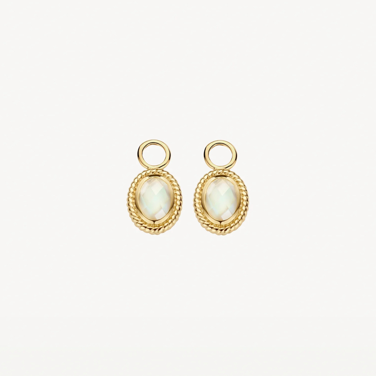 Blush 9091YMQ 14-karaat gouden oorbedels met parelmoer en bergkristal 6.3 mm breed - Hoogte 11.5 mm