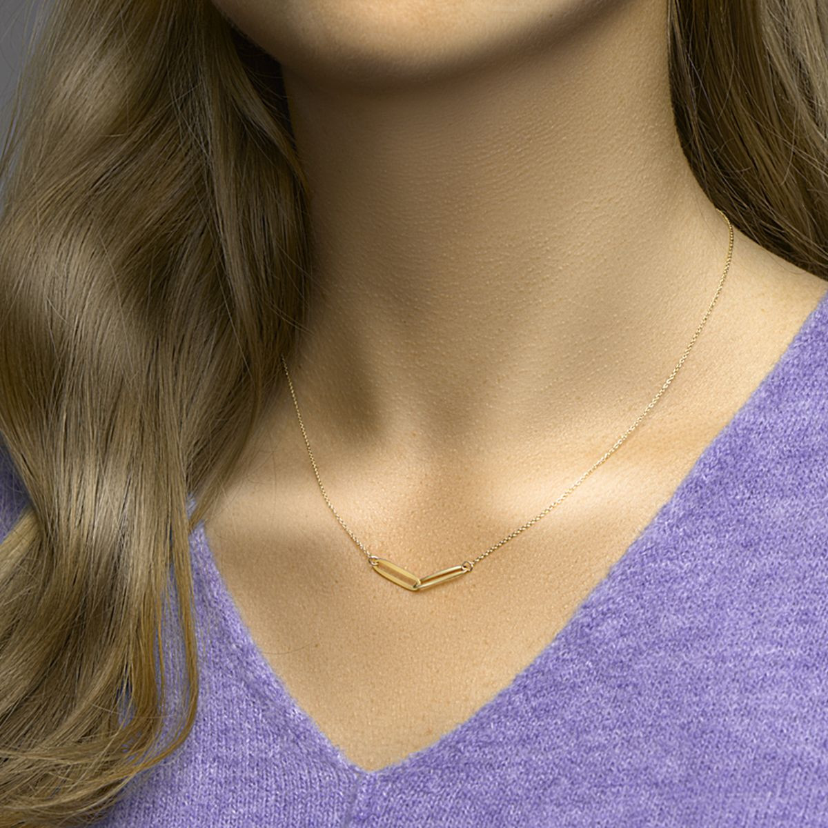 Gouden ketting met twee paperclip schakels