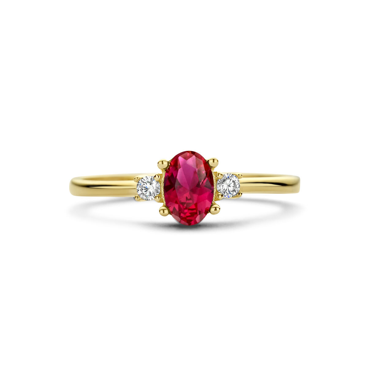 14-Karaat ring met rode zirkonia