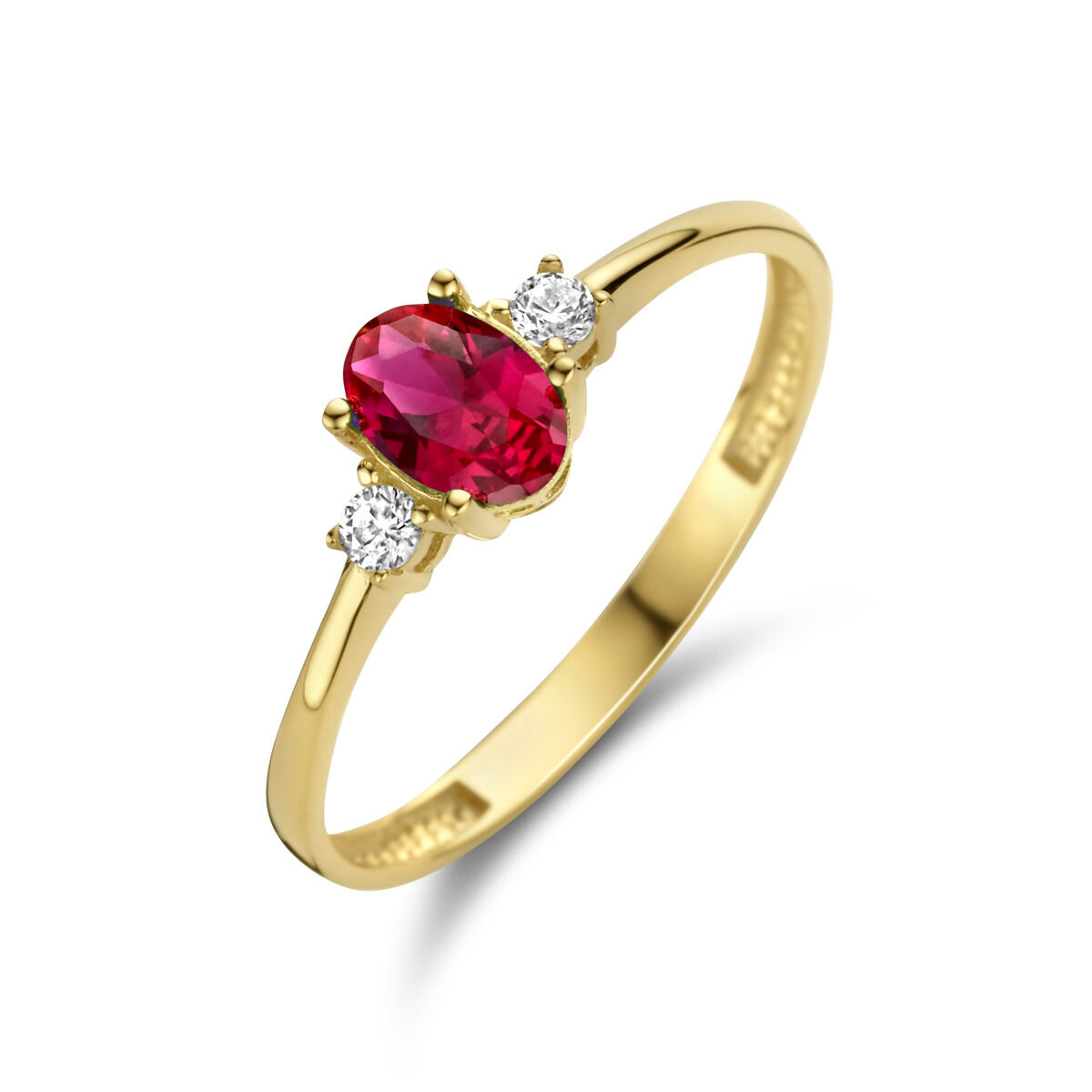 14-Karaat ring met rode zirkonia