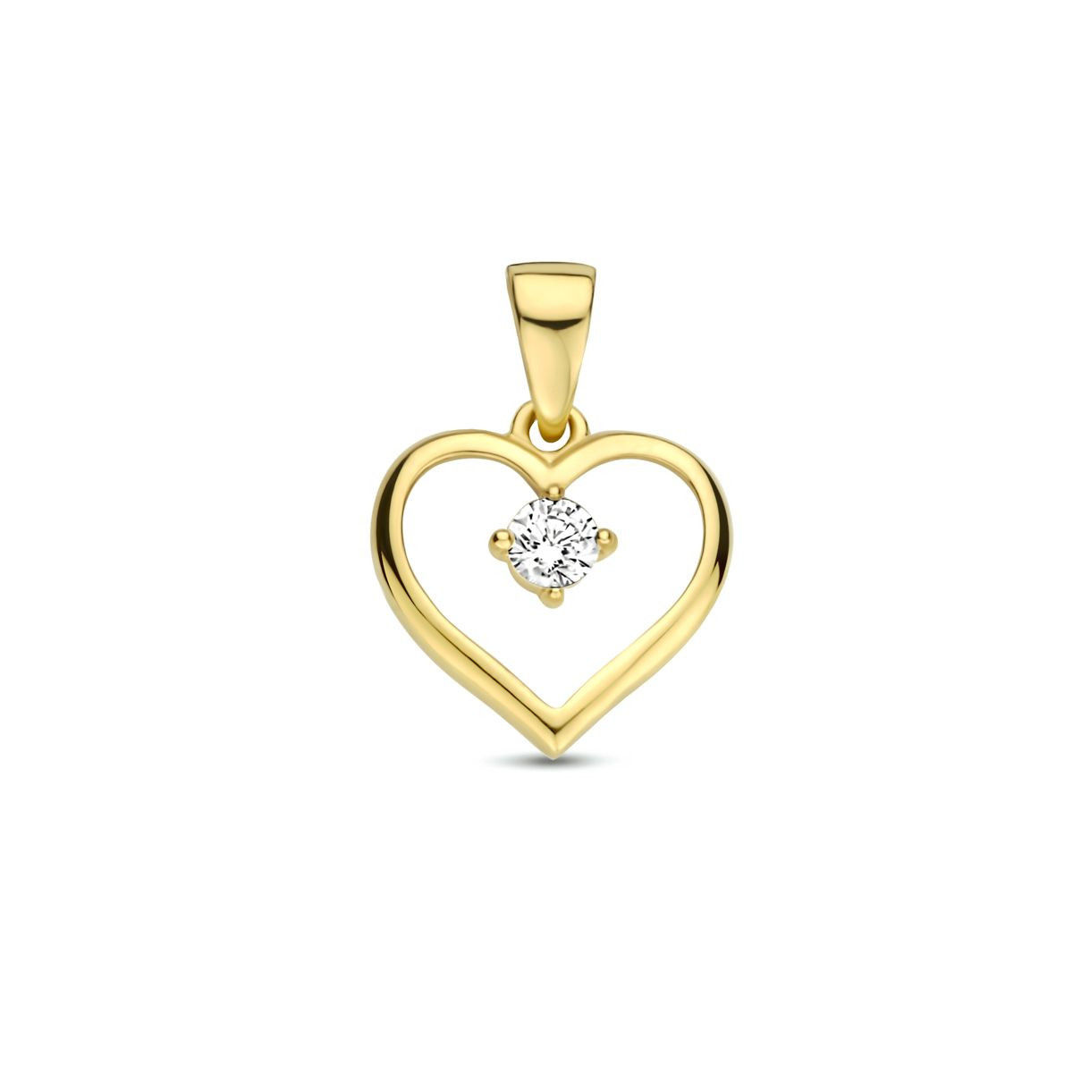 Gouden hanger hart met zirkonia
