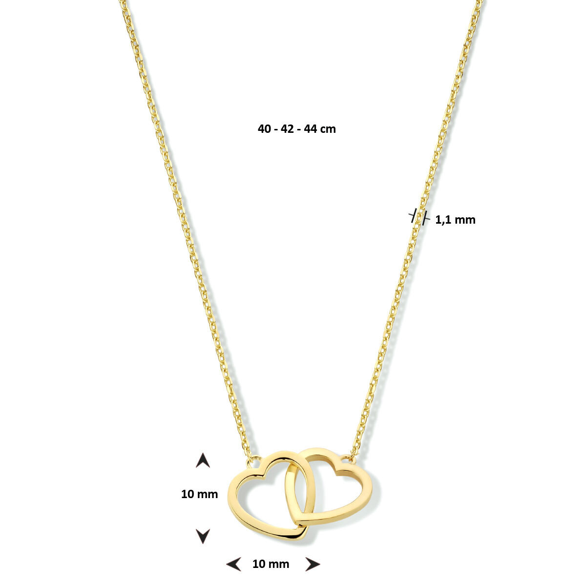 Gouden hartjes ketting 40-42-44 cm